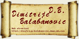 Dimitrije Balabanović vizit kartica